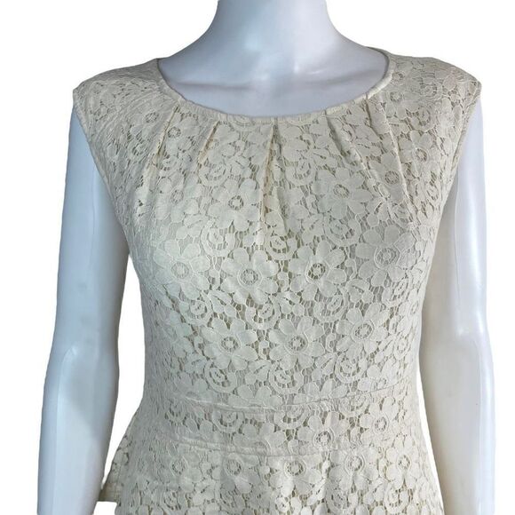 Spense Women’s Size 10 Party Dress Floral Cream Sleeveless Back Buttons - Picture 2 of 8